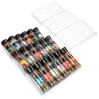 Belle Vous Gewürzregal Schublade Ausziehbar, Gewürz Organizer Schublade 3 Ebenen (2Stk) – Gewürzaufbewahrung Schublade Schubladeneinsatz Gewürzeinsatz Schublade für Salz, Gewürze, Vitamine