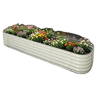 Hochbeet, Aluminium-Zink-beschichteter Stahl, 240x60x43 cm, 3 verfügbare Konfigurationen, offenes Design, rechteckige Form