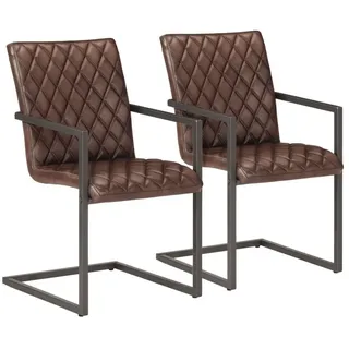 vidaXL Freischwinger Leder Braun 2 Stk