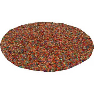 Wollteppich THEKO "Felty 2.2" Gr. 43, bunt (multi), H:22mm Ø:34cm, Wolle, Teppiche, Wollteppich, Filzkugel-Teppich, reine Wolle, handgefertigt
