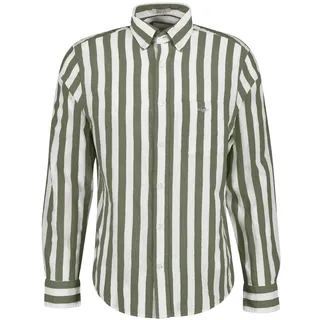 Langarmhemd GANT "Hemd REGULAR COTTON LINEN STRIPE SHIRT 1er Pack", Herren, Gr. M, N-Gr, grün, Obermaterial: 55% Leinen LI. 45% Baumwolle CO., Hemden Langarmhemd