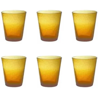 Livellara Milano Set mit 6 farbigen Glas-Tumblern, Freshness-Linie, buntes und originelles Design, Bernstein