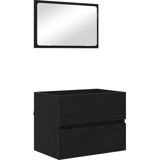vidaXL Badezimmermöbel-Set mit Schubladen 2 pcs Schwarz Eichen-Optik - Schwarz
