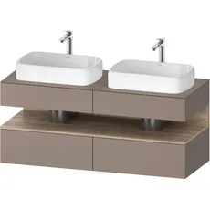 Duravit Qatego Konsolenwaschtischunterbau, 2 Auszüge, 2 Schubkästen, 2 Ausschnitte, 1400x550x600mm, Nische Eiche Mamoriert, QA4767055, Farbe: Basalt Matt