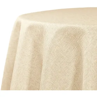 Decomira Tischdecke wasserabweisend Leinen-Optik - Fleckschutz, abwaschbar - Garten-Tischdecke Outdoor, Tischtuch Esstisch - Natur Beige - 140 cm Rund