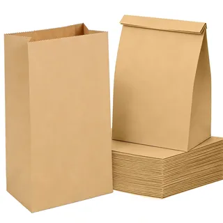 50 Stück Papiertüten, 17×10×28 cm braune Beutel, Kraftpapiertüten Geschenktüten für DIY Adventskalender, Ostern, Weihnachten, Advent, Geburtstagsparty, Kindergeburtstag