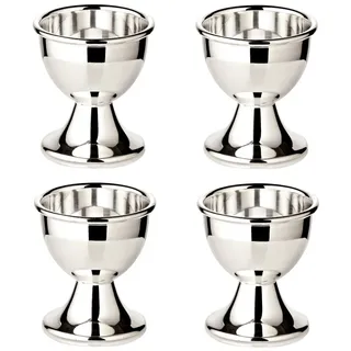 Edzard 4 Stück Eierbecher Classo, Höhe 5 cm, Klassische Form, Silber Becher für Frühstücksei, Frühstückstafel, Ostern, Tischdeko