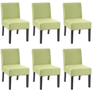 Mendler Esszimmerstuhl HWC-F61 Stoff grün 6er Set
