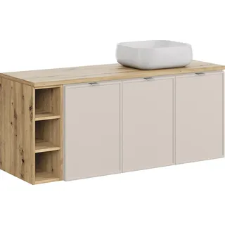 Badezimmerschrank 140 cm mit Arbeitsplatte und Aufsatzwaschbecken