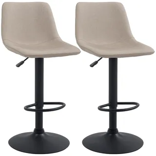 Homcom 2er-Set Barhocker, Bistrohocker mit Fußstütze, Drehbar Barstuhl, Höhenverstellbar Küchenhocker mit Kunstlederbezug, für Wohnzimmer, Esszimmer, Beige