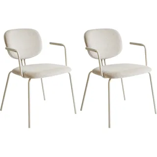 Beliani Esszimmerstuhl Chenille hellbeige 2er Set