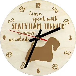 Sealyham Terrier - Uhr mit Hund, Holzuhr mit Gravur, personalisierte Uhr von Art-Dog