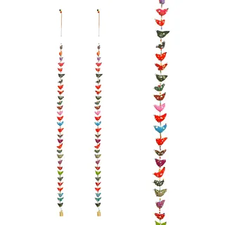 Set of 2 Door Hanging 30 Fabric Birds Tota String with Bell Hanging Festival Traditional New year Decorations for Home Office Wall Temple Bedroom Room Home Décor Gifting(Size:- 48" / 4 Feet Approx)