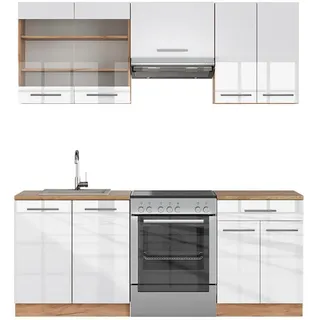 Vicco Küchenzeile Fame-Line 200 cm Weiß Hochglanz