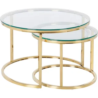 Beliani Couchtisch Gold Edelstahl rund 50 x 44 cm