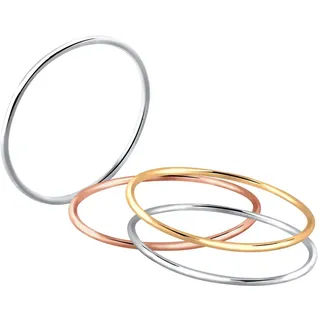 Elli Ring Damen Set Stapelringe Tri-Color in 925 Sterling Silber