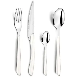 Amefa ECLAT Besteck Set Weiß, 32-tlg., 8 Personen, Kunststoffgriff | rostfrei, spülmaschinenfest, für Camping, Picknick & Grillfeste, bunte Griffschalen, kratzfest, zeitlos elegant