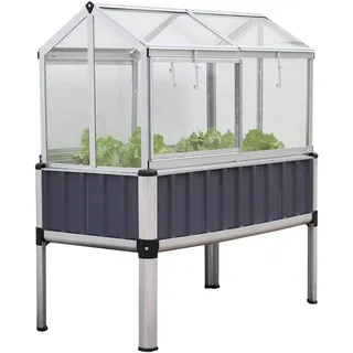 TTL GARDEN Hochbeet 128x114x60cm Superior Plus mit Frühbeet Aufsatz - Alu | großes hochwertiges Aluminium Hochbeet mit Gewächshaus Abdeckung mehrteilige Türen & Dach aus durchsichtigem Polycarbonat