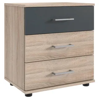Wimex Nachtkonsole Taiga Eiche sägerau / graphit 52 / 38 / 58cm , Eichefarben, Graphitfarben , Holz , 1 Fächer , Rechteckig,Rechteckig , 52x58x38 cm , Schlafzimmer, Nachtkästchen