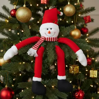 GLEAVI Weihnachtsbaum Topper Schneemann Top Dekoration: Schneemann Weihnachtsbaum Ornament mit Roter Mütze Und Schal - Weihnachten Dekoration mit Astseil für Weihnachtsdekorationen im Innenbereich