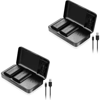 Kamerabatterien, 2er-Pack, Ladecase, 2 STK