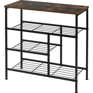 Schoenenshelfe - robuust & elegant - vintage Holz & schwarz Metall - kompakt & stilvoll - modernes Interieur - 70x30x71 cm