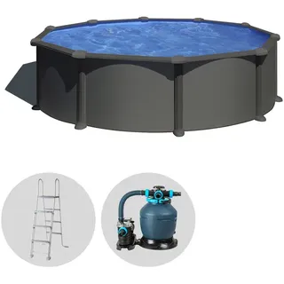 Gre Anthracite Runder Pool Ø460 x 132 cm - Stahlwand Rundbecken