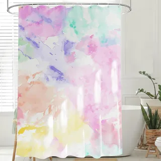 Feagar Duschvorhang 200x200 – Rosa Aquarellmuster, Wasserdicht, Anti Schimmel, Schnell Trocknend – Waschbar, aus Polyester für Duschvorhang Badewanne und Dusche, mit 12 Ringen