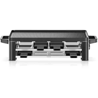 WMF Lono Raclette Deep Black Reversible Cast Aluminum Plate Non-Stick Coating Adjustable Temperature Storage Raclette Set 8 Pans 8 Spatulas Dishwasher-Safe 1500 W Cromargan® 0415040071