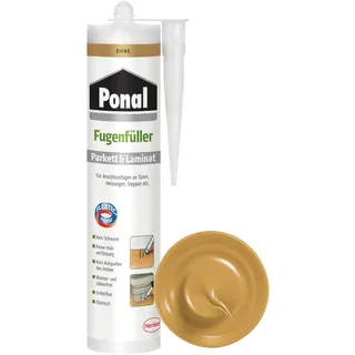 Ponal Parkett & Laminat Fugenfüller Eiche, elastische Fugenmasse für Anschluss- und Dehnungsfugen, lösemittel-, wasser- und silikonfreie Dichtmasse, 1x280ml Kartusche