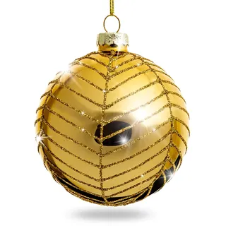 SIKORA Highlights 4er Set ausgefallene Christbaumkugeln aus Glas Gold Weihnachtskugel Christbaumschmuck, Farbe | Modell:Modell New York Gold, Höhe in cm:8 cm