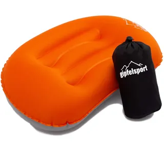 gipfelsport Campingkissen - Reisekissen I Aufblasbares Kissen für die Reise, Camping, Trelkking, Strand I Strandkissen, Kopfkissen, Schwimmkissen I Orange I ohne Bezug