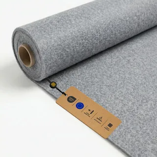 LOMIQ Filz ULTRAFLEX 100x200 cm, Hellgrau, Filzstoff Meterware, 300 g/m2, Schallisolierend Bezugsstoff Flexibel, Bastelfilz Superflex, Antistatisch Filzmatte für Auto, Möbel, DIY, Taschen, Heimkino