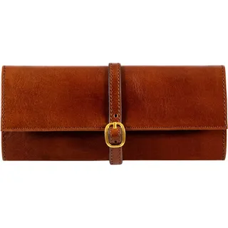 Time Resistance Cognac Braun Leder Schmuck Organizer – 100% Leder Schmuckrolle für Reisen Hergestellt in Italien – Reise Schmucketui aus Vollnarbenleder - Travel Jewelry Case – Jewellery Organizer