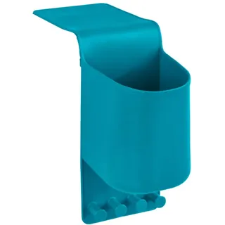 WENKO Haartrocknerhalter Ampio Petrol - Fönhalter, Befestigen ohne bohren, Silikon, 10 x 36.5 x 10 cm, Petrol