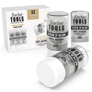 BARBER TOOLS Deosticks, 60 g, Alaunstein, 100% natürlich, ohne Parabene und Aluminiumhydrochlorid, wirksam gegen Schnittverletzungen der Rasur, 3 Stück