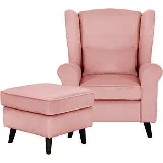 Home affaire Sessel »Ohrensessel CHISTELLE, wahlweise mit Polsterhocker«, mit Wellenunterfederung, Maße: B/T/H: 81/87/99 cm, rosa