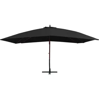 vidaXL Ampelschirm mit Holz-Mast 400x300 cm Schwarz - Schwarz
