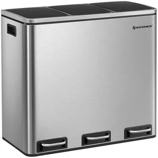 Abfallsammler , Edelstahlfarben , Kunststoff , 54 l , 61x55.5x31.5 cm , Küchen, Küchenausstattung, Abfallsysteme