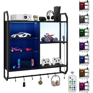 Puluomis Wandregal Bücherregal Metallregal Wandboard mit LED-Licht Arbeitszimmer - schwarz - 82,5 cm X 80 cm X 82,5 cm