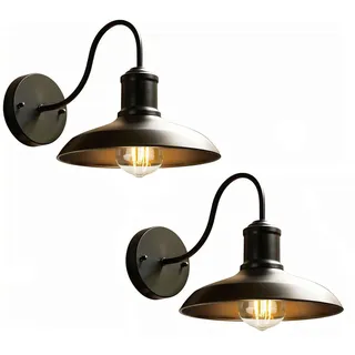WYQSX Vintage Aussenlampe Wand E27 Aussenlampe IP65 Wandleuchte aussen Außenleuchte Schwarzer industrieller Stil Außenwandleuchte Aluminium Durchmesser 24cm, exkl Leuchtmittel