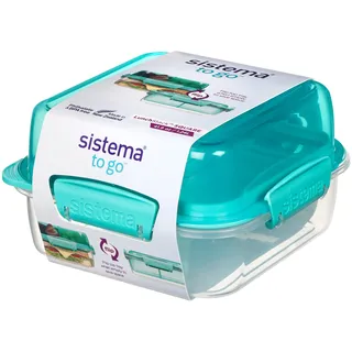 Sistema TO GO Lunch Stack | 1,24 L | Brotdose für Pause mit Fächern | BPA-frei | Minty Teal | 1 Stück