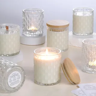 LETINE 6 Stück Klar Kerzengläser zum Befüllen, 200 ml, Keine Kerze | Dickes Glas Kerzengläser mit Deckel, Kerzen Selber Machen Set, Kerzenglas mit 6 Kerzendocht und 8 Warnetiketten
