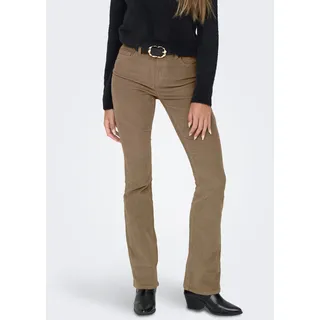 Cordhose ONLY "ONLMARY – Flared Cordhose mit Stretchkomfort", Damen, Gr. 42, Länge 30, beige (fossil), Cord, Obermaterial: 98% Baumwolle, 2% Elasthan, unifarben, slim fit normal, Hosen Cordhose, Baumwollmischung, bootcut fit