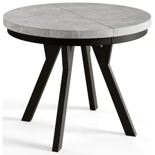 Esstisch Rund Evo, Moderner Esstich Ausziehbar, Tisch mit Solide Beine, Stabile Konstruktion, Durchmesser: 110 cm-210 cm, Graphit - Grau