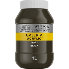 Winsor & Newton 2154331 Galeria Acrylfarbe, hohe Pigmentierung, lichtecht, buttrige Konsistenz, 1000 ml Topf - Elfenbeinschwarz
