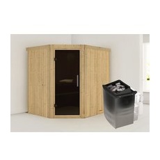KARIBU Sauna »Maardu«, inkl. 9 kW Saunaofen mit integrierter Steuerung, für 3 Personen - beige