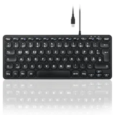 Perixx PERIBOARD-432 Kabelgebundene USB-Tastatur, schlankes Design mit großen Schrifttasten, DE Layout