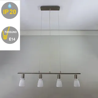 Pendelleuchte ZARA inklusive Leuchtmittel Wohn-Esszimmer-Lampe : 4-flammig - Weiß, Silber