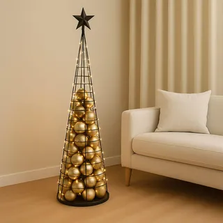 Deko-Baum HWC-O91, Weihnachtsbaum Schmuckbaum Weihnachtsdeko Christbaum zum Beschmücken, Metall 160cm  schwarz - Schwarz